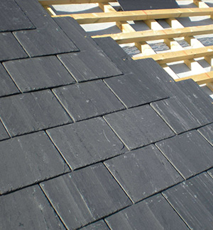 Part way through a slate roof in Wakefield